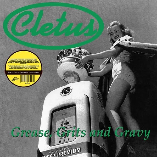 Black and white album cover featuring a woman and scooter, green text.