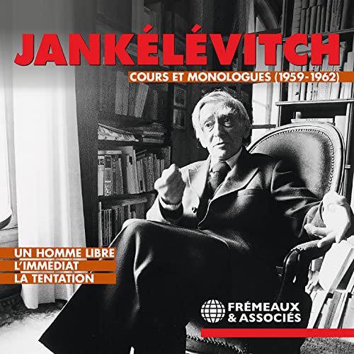 Black and white photo of Vladimir Jankélévitch seated in a chair, surrounded by books.