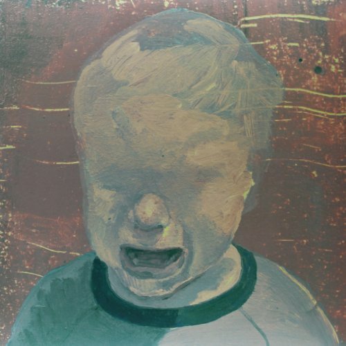 Painted portrait of a child with an open mouth and distressed expression.