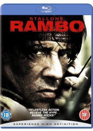 Rambo Blu-ray cover featuring Sylvester Stallone with a headband and rifle.