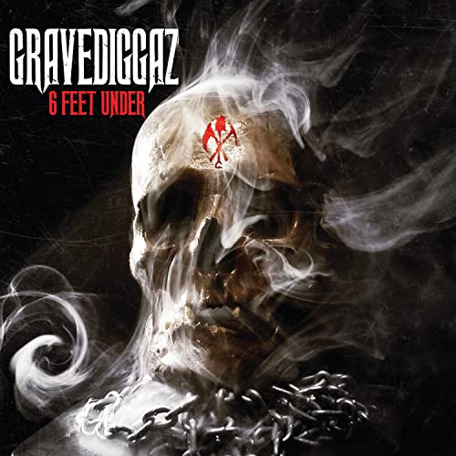 Skull with smoke and chains, album cover for “6 Feet Under”.