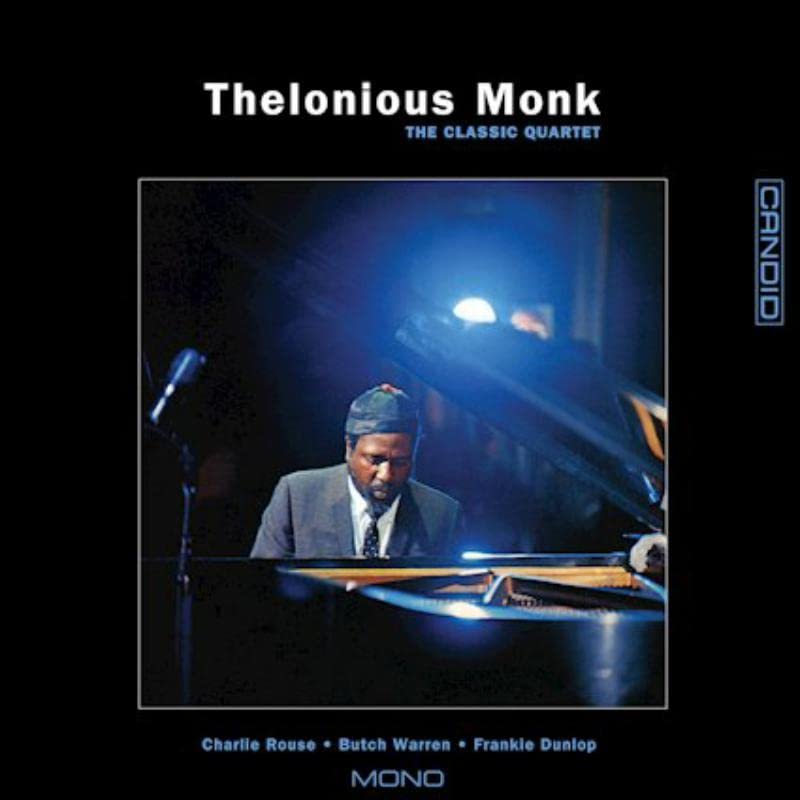 Thelonious Monk at a piano, album cover for "The Classic Quartet.