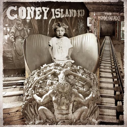 Vintage-style album cover featuring a child on a rollercoaster.