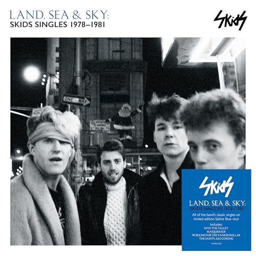 Skids album cover, "Land. Sea & Sky," featuring a black and white band photo.