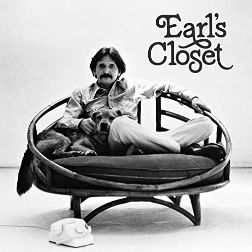 Black and white album cover featuring a man with a dog in a chair.