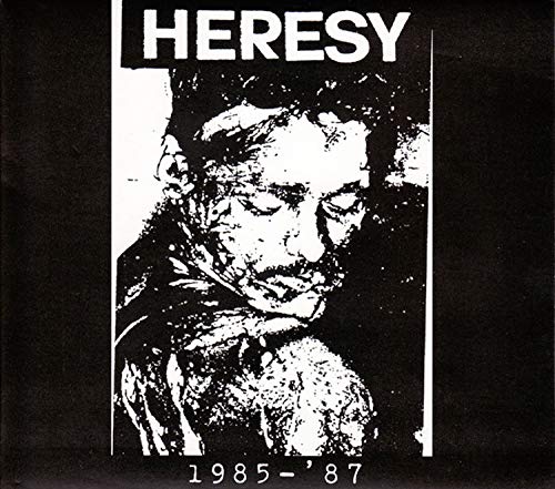 Black and white vinyl record cover with distressed portrait and text.