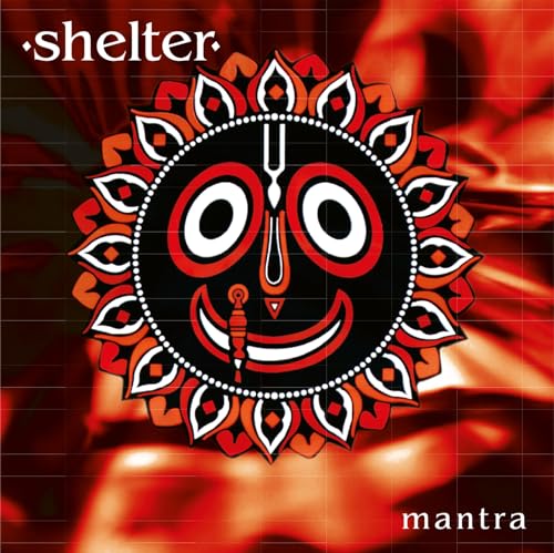 Album cover for Shelter’s “Mantra” featuring a stylized, circular face design.