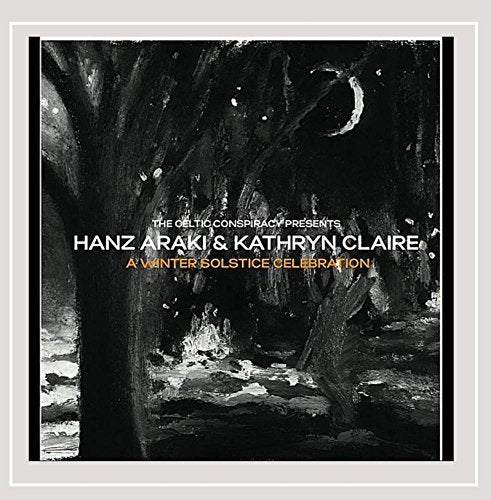CD cover: dark trees, crescent moon, and text “Araki & Claire – Winter Solstice.”