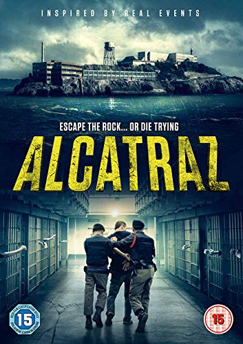 DVD cover showing three men walking down a prison corridor toward Alcatraz island.