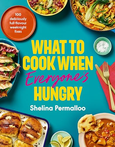 Cookbook cover with colorful food images and bold yellow title text.