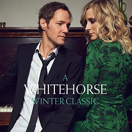 CD cover featuring a man and woman in formal attire, with text “Whitehorse”.