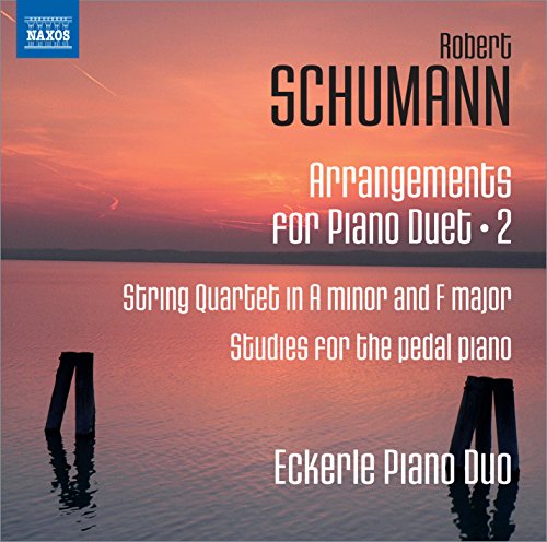 CD cover for Schumann's string quartets arranged for piano duet.