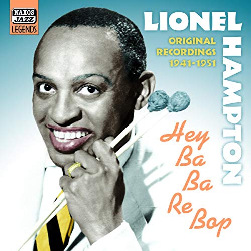 CD cover featuring jazz musician Lionel Hampton with vibraphone, 1941-1951 recordings.