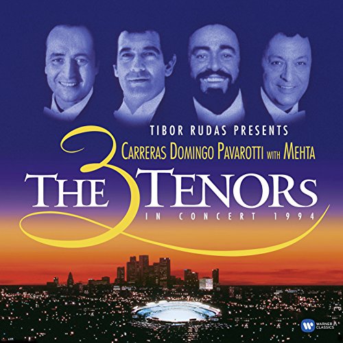 Album cover featuring portraits of three tenors: Carreras, Domingo, and Pavarotti.