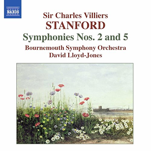 CD cover for Stanford symphonies with a field of wildflowers.