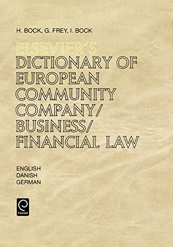 Elseviers Dictionary of European Community Company/Business/Financial Law