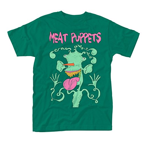 Plastic Head Men's Meat Puppets Monster Banded Collar Short Sleeve T-Shirt, Green, Small