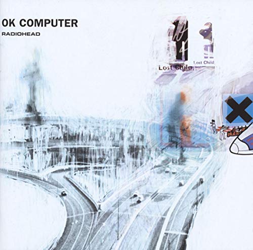 Radiohead’s “OK Computer” CD cover: abstract highway scene with figures.