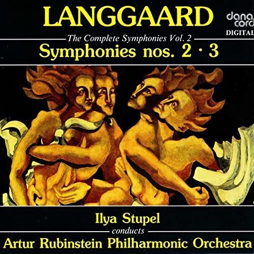 CD cover: abstract painting of figures, text “Langgaard Symphonies nos. 2 & 3”.