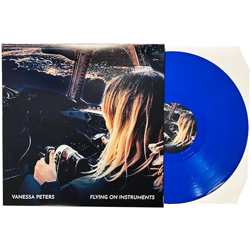Vinyl record of Vanessa Peters’ “Flying On Instruments” album, blue disc.
