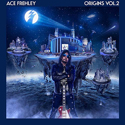 Ace Frehley album cover with a futuristic cityscape and floating islands.