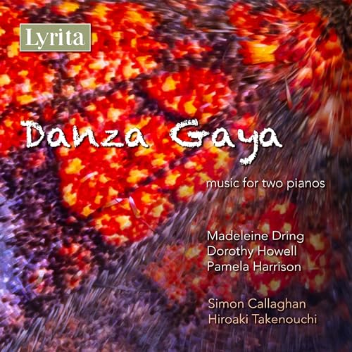 CD cover for "Danza Gaya" featuring abstract red and purple floral imagery.