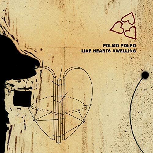 Album cover with a beige textured background, black line art, and red heart symbols.
