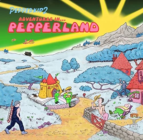 Cartoon landscape with figures, titled “Pepperkid2: Adventures In Pepperland.”