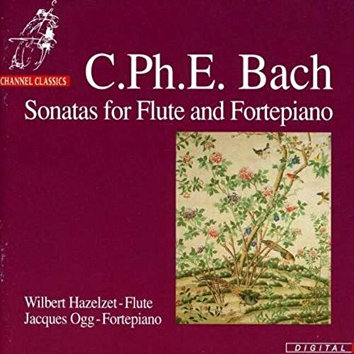 CD cover: floral painting, text “C.Ph.E. Bach Sonatas for Flute and Fortepiano”.