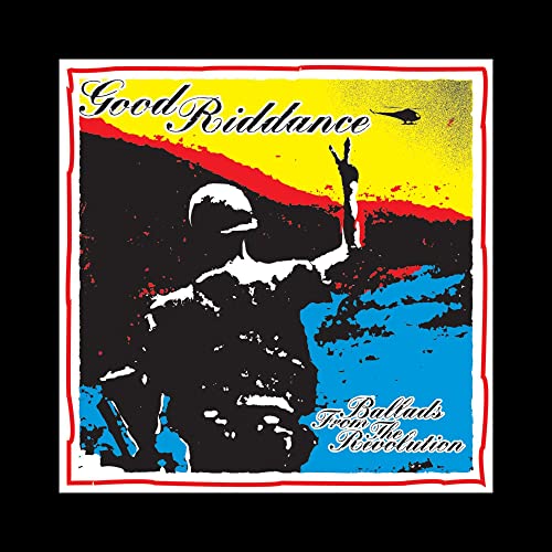 CD cover: black silhouette raising hand, helicopter, yellow and blue background.