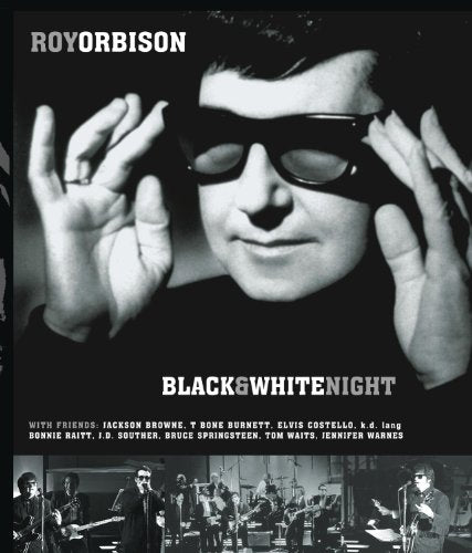 Roy Orbison in sunglasses on the "Black & White Night" DVD cover.