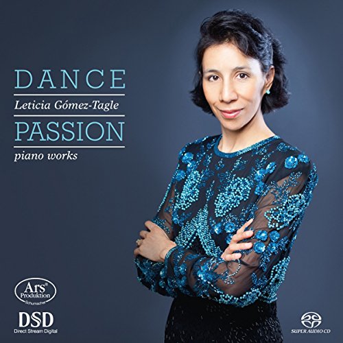 CD cover featuring pianist Leticia Gómez-Tagle in a blue embellished top.