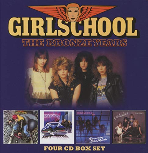 Album cover featuring the band Girlschool with four smaller album covers below.