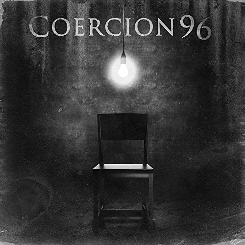 Black and white album cover with a chair under a single lightbulb.
