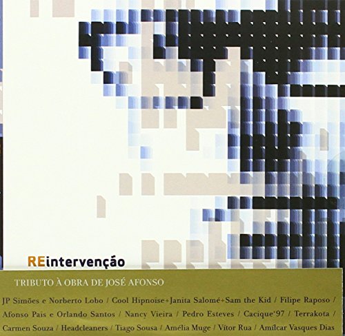 CD cover with pixelated portrait and artist list in Portuguese.