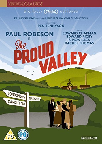 DVD cover for "The Proud Valley" featuring a rural landscape and figures.