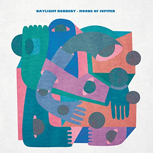 Abstract collage of colorful body parts and circular shapes.
