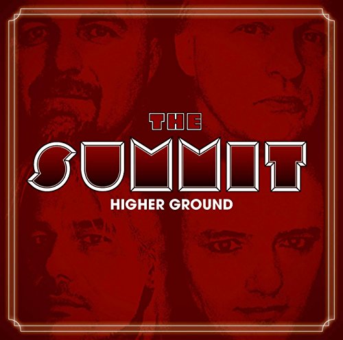 Red album cover with four faces and white text “The Summit, Higher Ground”.