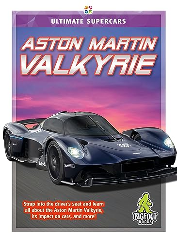 Book cover featuring a dark blue Aston Martin Valkyrie against a purple sunset background.
