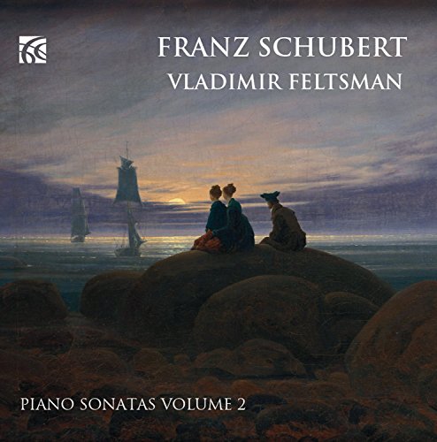 CD cover: Painting of figures by the sea, text "Franz Schubert" and "Piano Sonatas Volume 2".