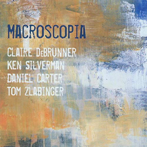 CD cover for "MACROSCOPIA" featuring abstract paint and artist names.