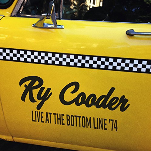 Yellow taxi door with "Ry Cooder - Live At The Bottom Line '74" text.
