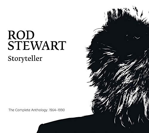 Rod Stewart "Storyteller" CD cover, black and white portrait.