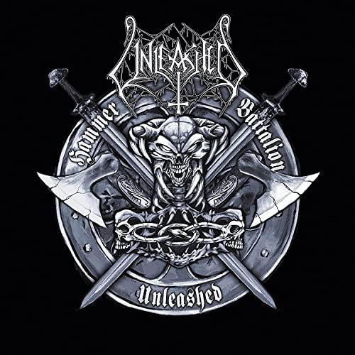 CD cover: skull with crossed swords and axes, dark metal aesthetic.
