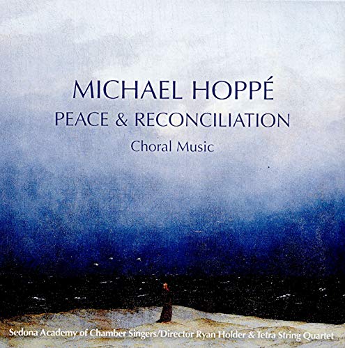CD cover for "Peace & Reconciliation" by Michael Hoppe, blue and white tones.