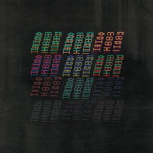 Portico Quartet album cover: black background with colorful, stacked text.