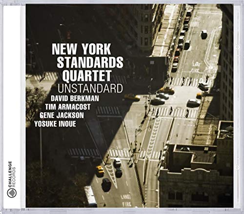 CD cover for “UnStandard” by New York Standards Quartet, city view.