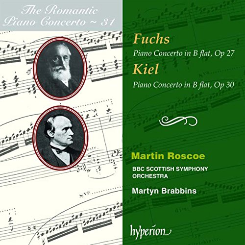 CD cover featuring portraits of composers Fuchskiel and Martin Roscoe, sheet music.