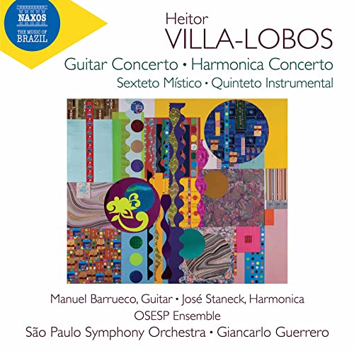 CD cover for Heitor Villa-Lobos compositions with abstract colorful artwork.