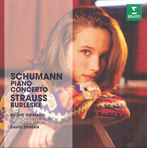CD cover featuring pianist Hélène Grimaud and colorful patterned sleeve.